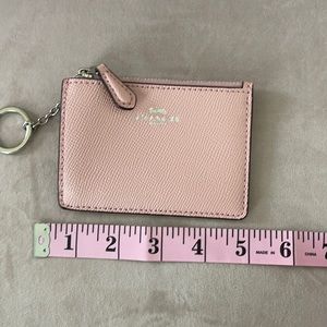 Coach pink Card holder with key chain